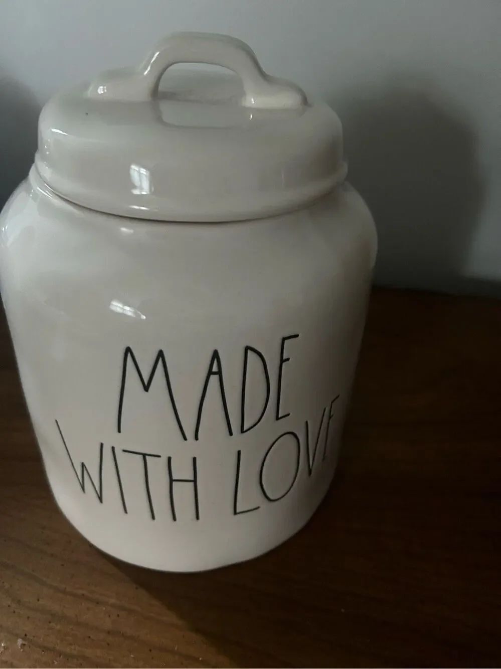 Rae Dunn By Magenta MADE WITH LOVE Ceramic LL 8 Inch Cookie Jar CanisterLimited